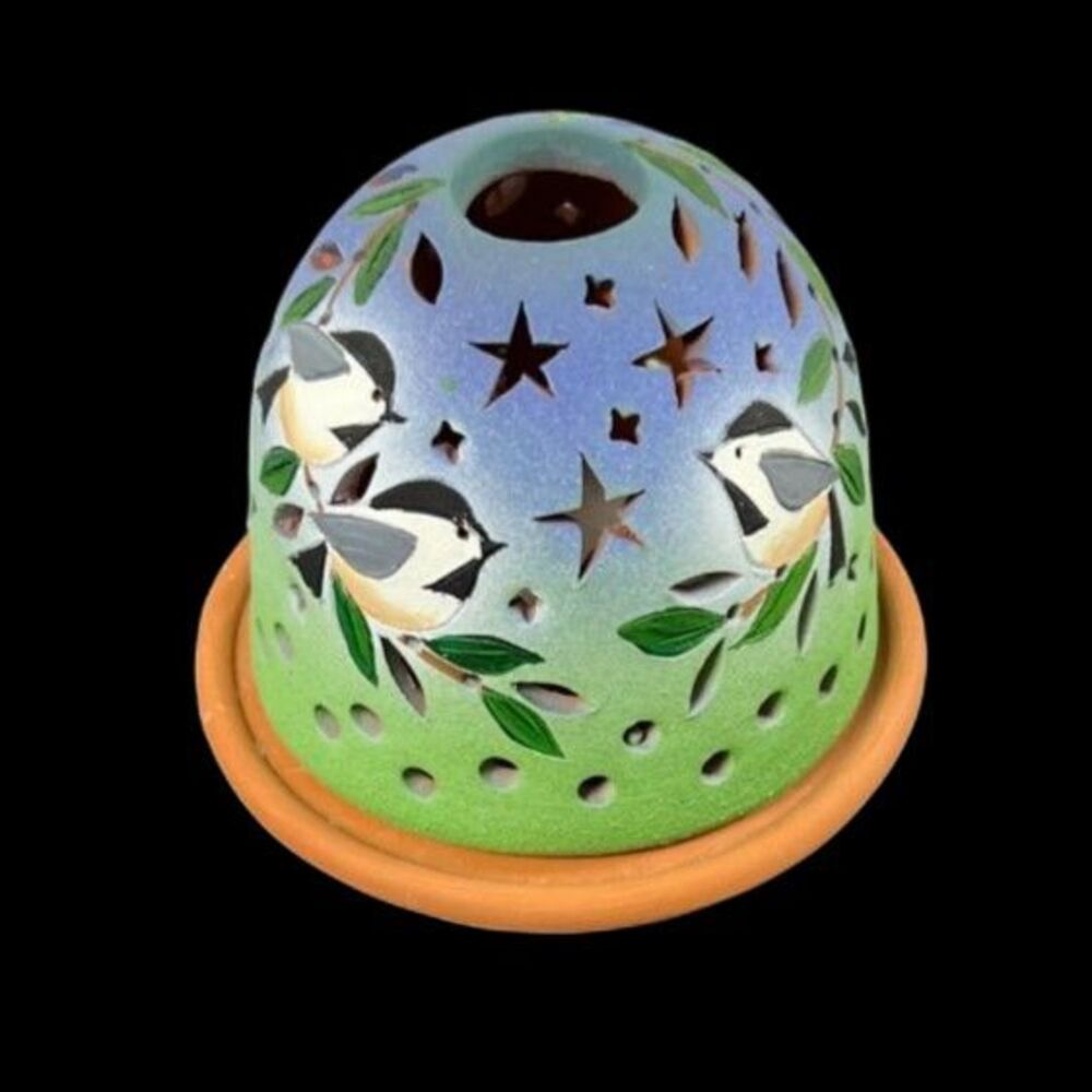 StarryLights Studio Chickadee Terracotta Luminary Candle Holder Beth Berggren